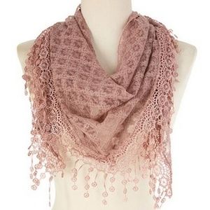 Dbpashmina New Fashion Triangle Lace Scarf Mauve Color